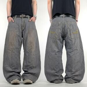 Vintage y2k embroidered grunge archive baggy wide leg brown rare jeans
